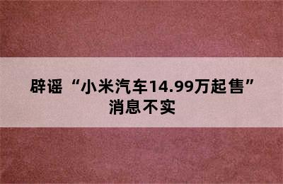 辟谣“小米汽车14.99万起售”消息不实