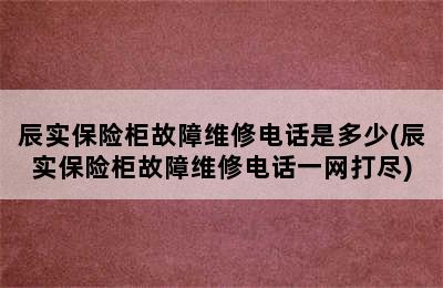 辰实保险柜故障维修电话是多少(辰实保险柜故障维修电话一网打尽)