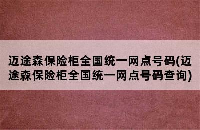 迈途森保险柜全国统一网点号码(迈途森保险柜全国统一网点号码查询)