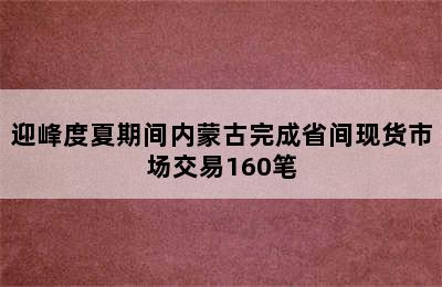 迎峰度夏期间内蒙古完成省间现货市场交易160笔