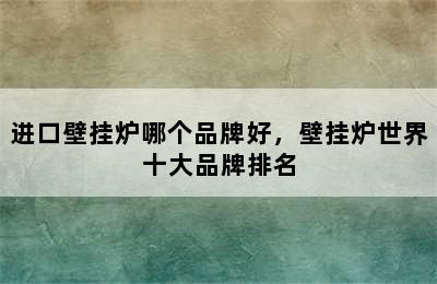 进口壁挂炉哪个品牌好，壁挂炉世界十大品牌排名