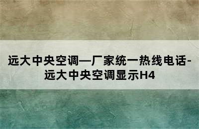 远大中央空调—厂家统一热线电话-远大中央空调显示H4