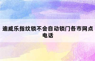 迪威乐指纹锁不会自动锁门各市网点电话