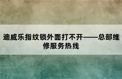 迪威乐指纹锁外面打不开——总部维修服务热线