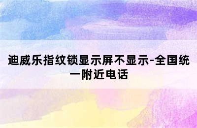 迪威乐指纹锁显示屏不显示-全国统一附近电话