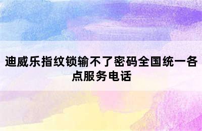 迪威乐指纹锁输不了密码全国统一各点服务电话