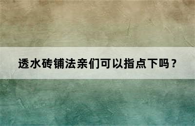 透水砖铺法亲们可以指点下吗？