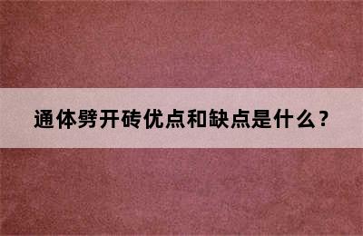 通体劈开砖优点和缺点是什么？