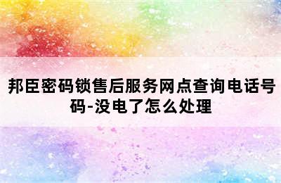 邦臣密码锁售后服务网点查询电话号码-没电了怎么处理