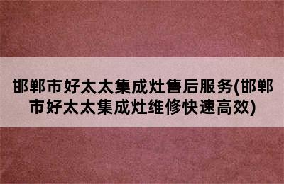 邯郸市好太太集成灶售后服务(邯郸市好太太集成灶维修快速高效)