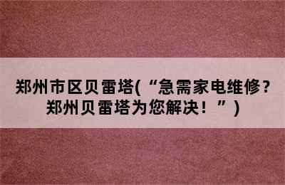 郑州市区贝雷塔(“急需家电维修？郑州贝雷塔为您解决！”)