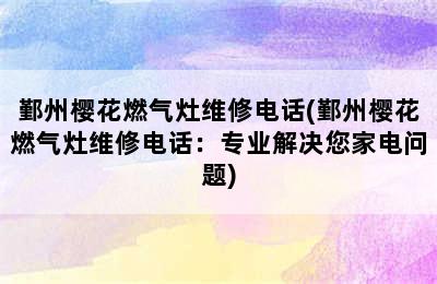 鄞州樱花燃气灶维修电话(鄞州樱花燃气灶维修电话：专业解决您家电问题)