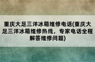 重庆大足三洋冰箱维修电话(重庆大足三洋冰箱维修热线，专家电话全程解答维修问题)