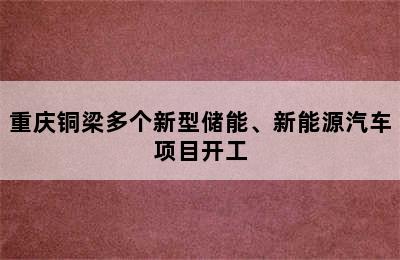 重庆铜梁多个新型储能、新能源汽车项目开工