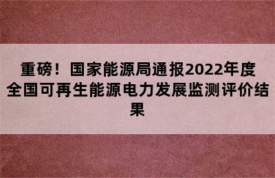 重磅！国家能源局通报2022年度全国可再生能源电力发展监测评价结果