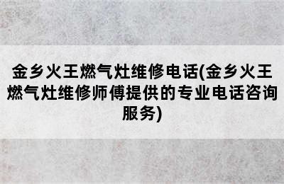 金乡火王燃气灶维修电话(金乡火王燃气灶维修师傅提供的专业电话咨询服务)