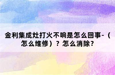 金利集成灶打火不响是怎么回事-（怎么维修）？怎么消除？