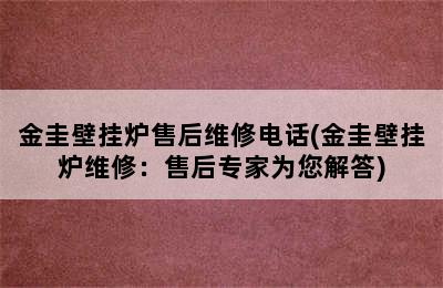 金圭壁挂炉售后维修电话(金圭壁挂炉维修：售后专家为您解答)