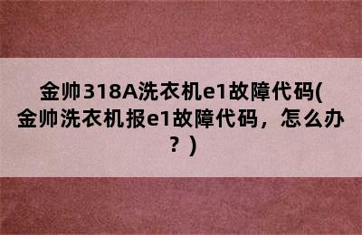 金帅318A洗衣机e1故障代码(金帅洗衣机报e1故障代码，怎么办？)