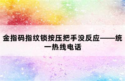 金指码指纹锁按压把手没反应——统一热线电话