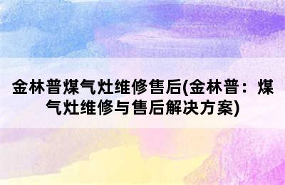 金林普煤气灶维修售后(金林普：煤气灶维修与售后解决方案)