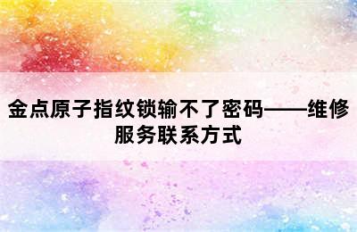 金点原子指纹锁输不了密码——维修服务联系方式