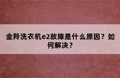 金羚洗衣机e2故障是什么原因？如何解决？