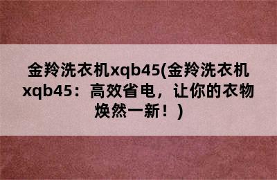 金羚洗衣机xqb45(金羚洗衣机xqb45：高效省电，让你的衣物焕然一新！)