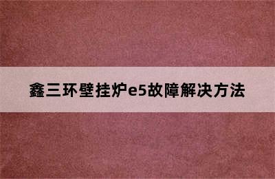 鑫三环壁挂炉e5故障解决方法