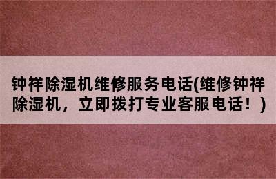 钟祥除湿机维修服务电话(维修钟祥除湿机，立即拨打专业客服电话！)