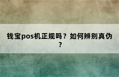 钱宝pos机正规吗？如何辨别真伪？