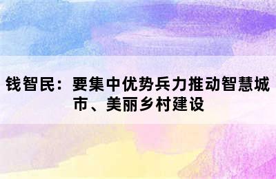 钱智民：要集中优势兵力推动智慧城市、美丽乡村建设