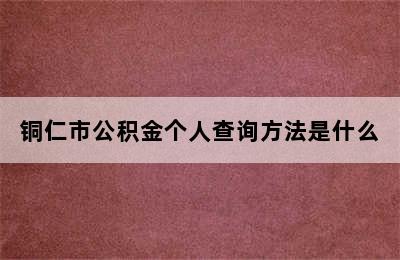 铜仁市公积金个人查询方法是什么