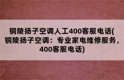 铜陵扬子空调人工400客服电话(铜陵扬子空调：专业家电维修服务，400客服电话)