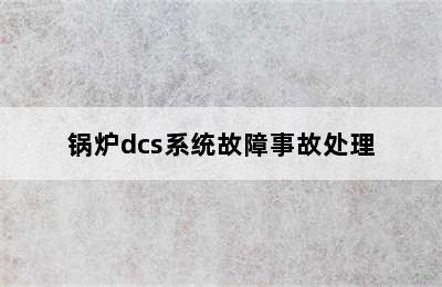 锅炉dcs系统故障事故处理