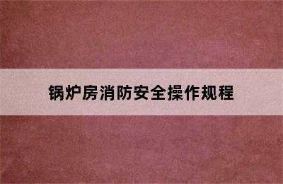 锅炉房消防安全操作规程