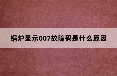 锅炉显示007故障码是什么原因