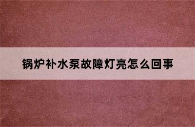 锅炉补水泵故障灯亮怎么回事