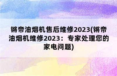 锵帝油烟机售后维修2023(锵帝油烟机维修2023：专家处理您的家电问题)