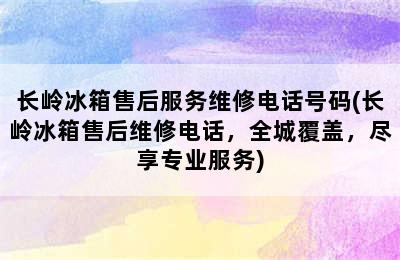 长岭冰箱售后服务维修电话号码(长岭冰箱售后维修电话，全城覆盖，尽享专业服务)