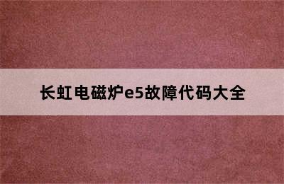 长虹电磁炉e5故障代码大全