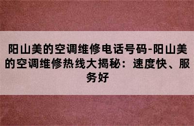 阳山美的空调维修电话号码-阳山美的空调维修热线大揭秘：速度快、服务好