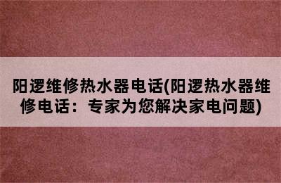 阳逻维修热水器电话(阳逻热水器维修电话：专家为您解决家电问题)