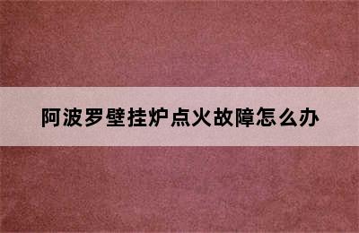 阿波罗壁挂炉点火故障怎么办