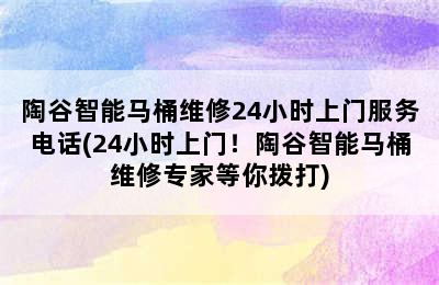 陶谷智能马桶维修24小时上门服务电话(24小时上门！陶谷智能马桶维修专家等你拨打)