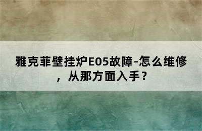 雅克菲壁挂炉E05故障-怎么维修，从那方面入手？