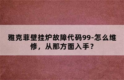 雅克菲壁挂炉故障代码99-怎么维修，从那方面入手？