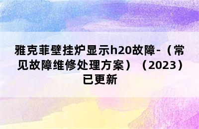 雅克菲壁挂炉显示h20故障-（常见故障维修处理方案）（2023）已更新