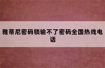 雅蒂尼密码锁输不了密码全国热线电话