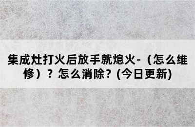 集成灶打火后放手就熄火-（怎么维修）？怎么消除？(今日更新)